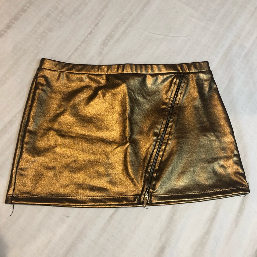 Joyce Leslie Bronze Zipper Mini Skirt